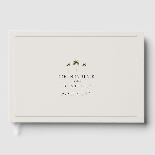 Elegante Beige Tropische Palm Tree Wedding Gastenboek (Voorkant)
