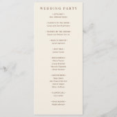 Elegante Beige Trouwceremonie Programmakaart (Achterkant)