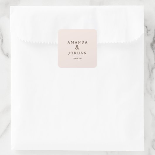 Elegante Beige Typografie Vierkante Sticker (Tas)