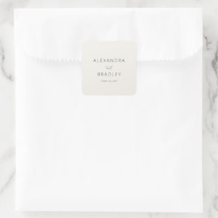 Elegante Beige Typografie Vierkante Sticker