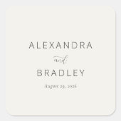 Elegante Beige Typografie Vierkante Sticker (Voorkant)