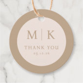 Elegante Beige Typografische Dankbaarheid Bedankjes Labels (Voorkant)
