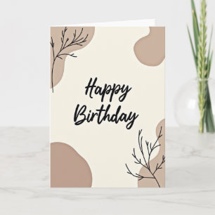 Elegante Beige Verjaardagskaart Kaart