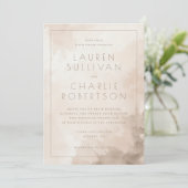 Elegante Beige Watercolor Trouw Uitnodiging (Staand voorkant)