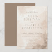 Elegante Beige Watercolor Trouw Uitnodiging (Voorkant / Achterkant)