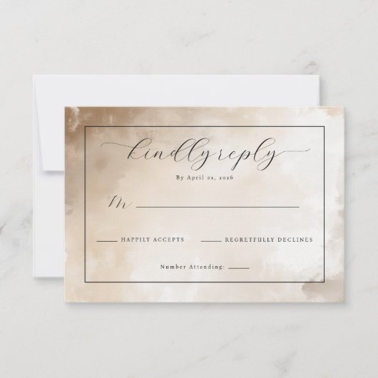 Elegante Beige Watercolor Uitnodigingen (Voorkant)
