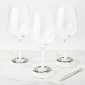 Elegante beige waterverf groen bruiloft wijnglaslabel (Set)