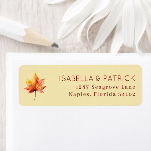 Elegante Beige Waterverfblad Etiket (Insitu)