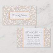 Elegante Beige wervelingen Damask Vrouwelijke Bloe Visitekaartje (Voorkant / Achterkant)