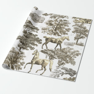 Elegante  beige witte paarden in Bossen Toile Cadeaupapier