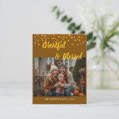 Elegante belettering Custom Thanksgiving familie f Feestdagenkaart (Staand voorkant)