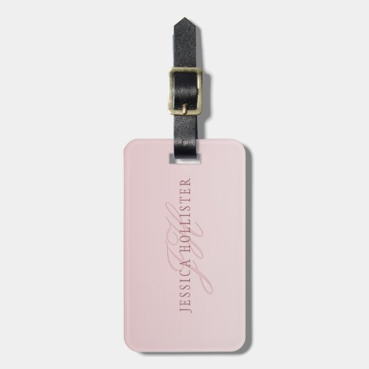 Elegante belettering en monogram | Roos Ombre Bagagelabel (Voorkant verticaal)