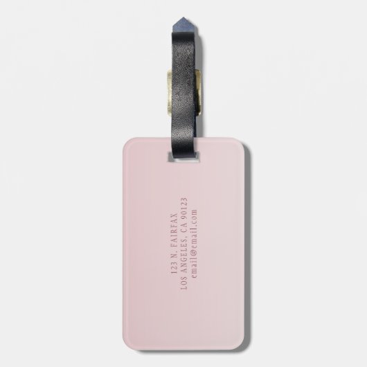 Elegante belettering en monogram | Roos Ombre Bagagelabel (Achterkant verticaal)