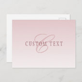 Elegante belettering en monogram | Roos Ombre Briefkaart (Voorkant / Achterkant)