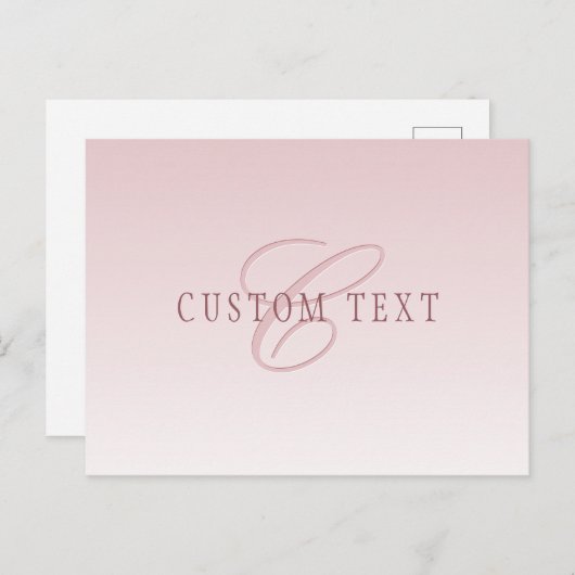 Elegante belettering en monogram | Roos Ombre Briefkaart (Voorkant / Achterkant)