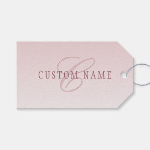 Elegante belettering en monogram Roos Ombre Cadeaulabel