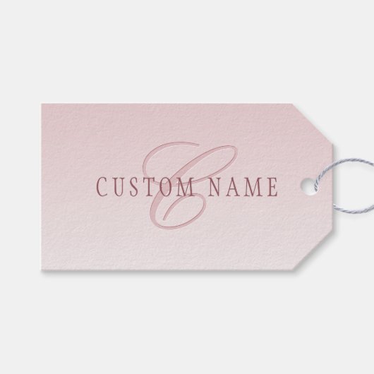 Elegante belettering en monogram | Roos Ombre Cadeaulabel (Voorkant (Horizontaal))