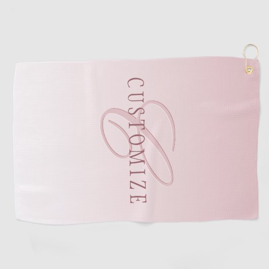 Elegante belettering en monogram | Roos Ombre Golfhanddoek (Horizontaal)