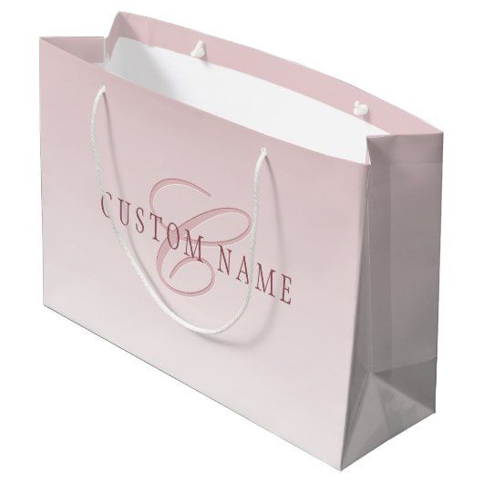 Elegante belettering en monogram | Roos Ombre Groot Cadeauzakje (Achterkant Gekanteld)