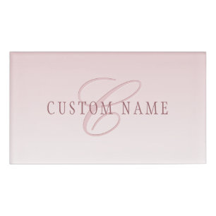 Elegante belettering en monogram Roos Ombre Naambadge