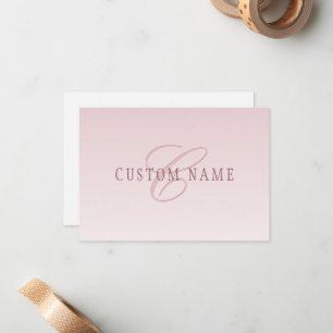 Elegante belettering en monogram   Roos Ombre Notitiekaartje