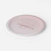 Elegante belettering en monogram | Roos Ombre Papieren Bordje (Gekanteld)