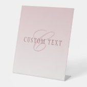 Elegante belettering en monogram | Roos Ombre Reclamebord Met Voetstuk (Voorkant)