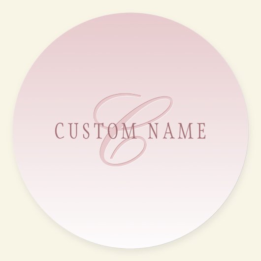 Elegante belettering en monogram | Roos Ombre Ronde Sticker