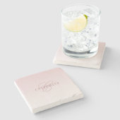 Elegante belettering en monogram | Roos Ombre Stenen Onderzetter (Zijkant)