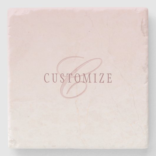 Elegante belettering en monogram | Roos Ombre Stenen Onderzetter (Voorkant)