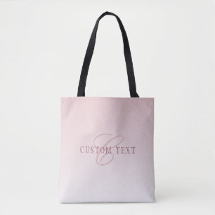 Elegante belettering en monogram   Roos Ombre Tote Bag