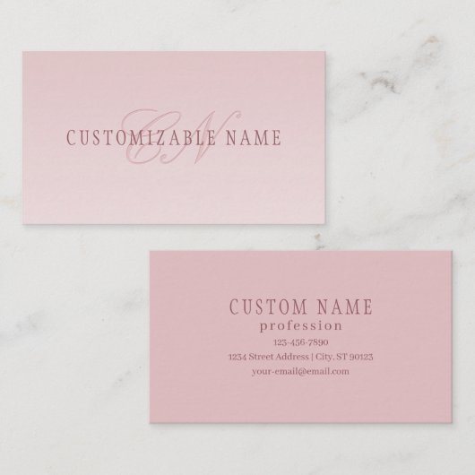 Elegante belettering en monogram | Roos Ombre Visitekaartje (Voorkant / Achterkant)