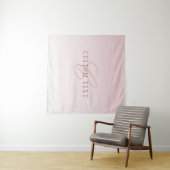 Elegante belettering en monogram | Roos Ombre Wandkleed (In Situ (horizontaal))