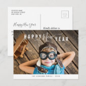 Elegante belettering Gelukkig Nieuwjaar Briefkaart (Voorkant / Achterkant)