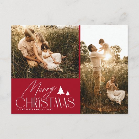 Elegante belettering moderne foto kerst briefkaart (Voorkant)