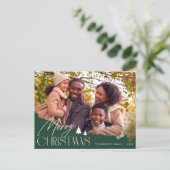 Elegante belettering moderne foto kerstvakantie briefkaart (Staand voorkant)