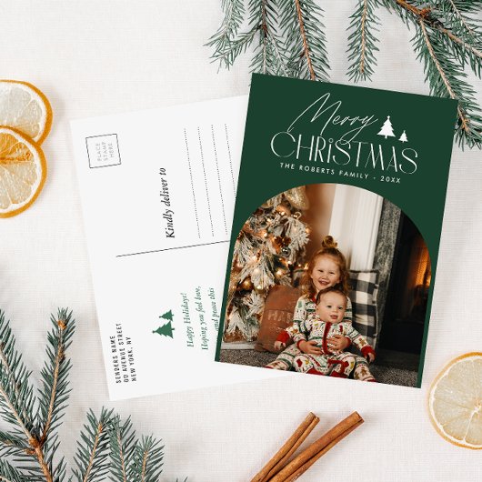 Elegante belettering moderne foto vrolijke kerst briefkaart