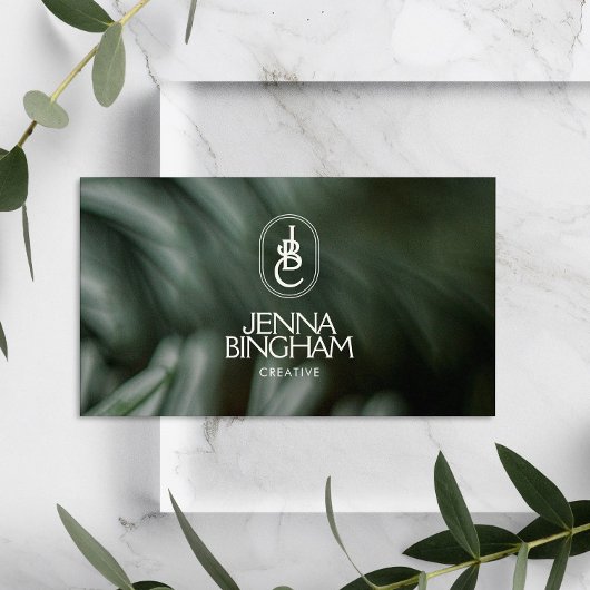 Elegante belettering monogram Logo donkergroene fo Visitekaartje