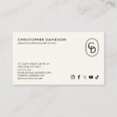 Elegante belettering monogram Logo foto achtergron Visitekaartje (Achterkant)