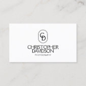 Elegante belettering monogram Logo wit/zwart Visitekaartje (Voorkant)