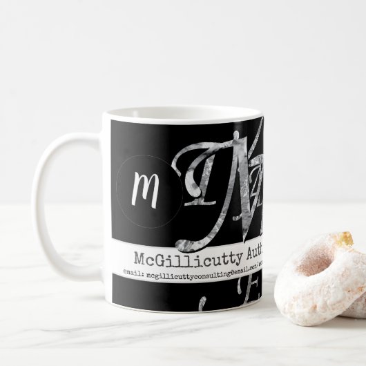Elegante belettering voor Business Custom Black Koffiemok (Met donut)