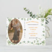 Elegante Bellflower Trouwfoto Save The Date (Staand voorkant)