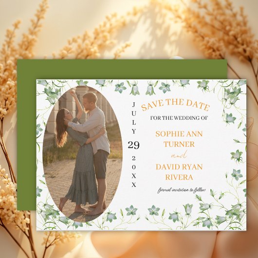Elegante Bellflower Trouwfoto Save The Date