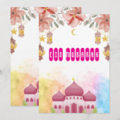 Elegante Bengaalse Eid Mubarak Kaart (Voorkant / Achterkant)
