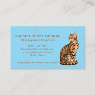 Elegante Bengaalse Kat Kwekerij Aanpasbaar Visitekaartje