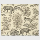 Elegante  Beren Bomen Beige Toile Naadloos Cadeaupapier (Vlak)