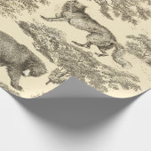 Elegante  Beren Bomen Beige Toile Naadloos Cadeaupapier (Hoek)