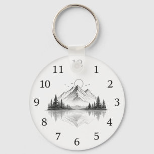 Elegante berg natuur horloge sleutelhanger