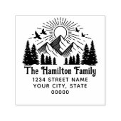 Elegante Bergen Bomen Zonnevogels #2 Naam Adres Zelfinktende Stempel (Design)