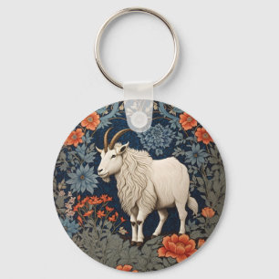 Elegante berggeit William Morris geïnspireerd Sleutelhanger